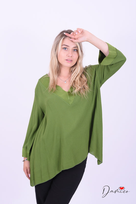 Blusa scollo satin