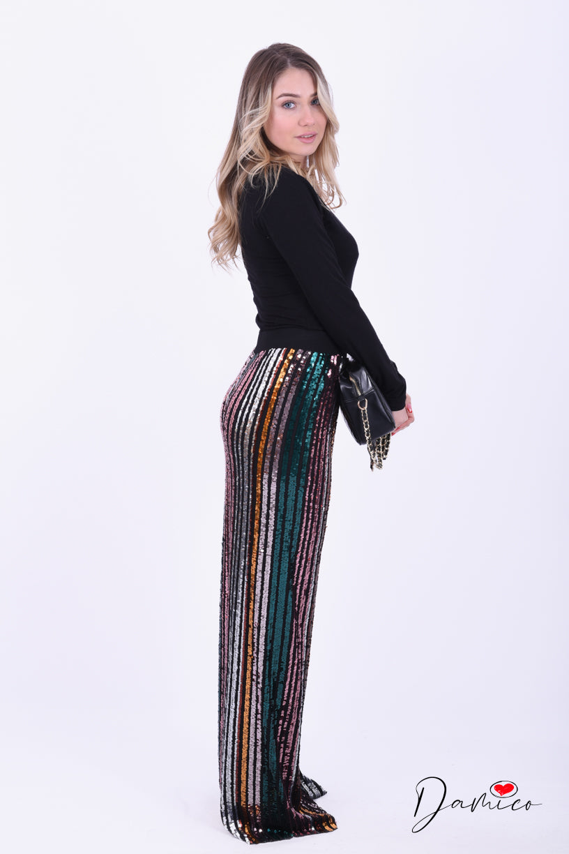 Pantalone multi paillettes